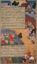 The First Adventure of the White Horse, Page from the Khan Khanan's Razm Nama (Book of Wars), c.