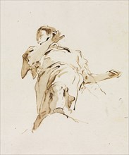 Male(?) Figure Seen from Below, c. 1740s. Giovanni Battista Tiepolo (Italian, 1696-1770). Pen and