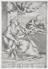 The Holy Family with Two Angels. Guido Reni (Italian, 1575-1642). Etching; sheet: 22.6 x 15.7 cm (8
