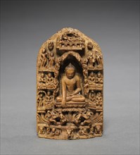 Buddha Calling the Earth to Witness, 1000-1100s. Northern India, Bihar, 11th-12th century. Stone;