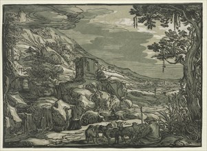 Arcadian Landscape, c. 1615. Attributed to Hendrick Goltzius (Dutch, 1558–1617). Chiaroscuro