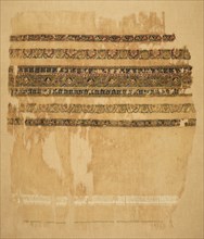 Turban or shawl end with tiraz and gold, 1094. Egypt, Fatimid period, reign of al-Musta‘li. Plain