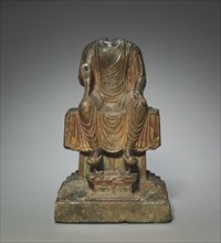 Mi-lê:  Maitreya Buddha, 683. China, Tang dynasty (618-907). Limestone; overall: 33 x 20.4 cm (13 x