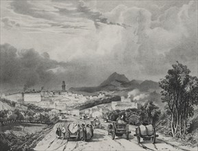 Voyages pittoresques et romantique dans l'ancienne France: Vue generale de Riom, Auvergne, 1829.