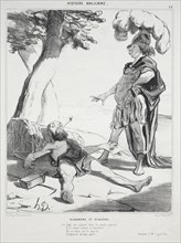 published in le Charivari (no du 14 aoüt 1842): Ancient History, plate 20: Alexander and Diogenes,