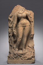 River Goddess Ganga, c. 600. Northern India, Mathura, Vardhama Period, 6th-7th Century. Sandstone;