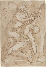 Apollo Flaying Marsyas, 16th century. Anonymous. Pen and brown ink and brown wash over black chalk;