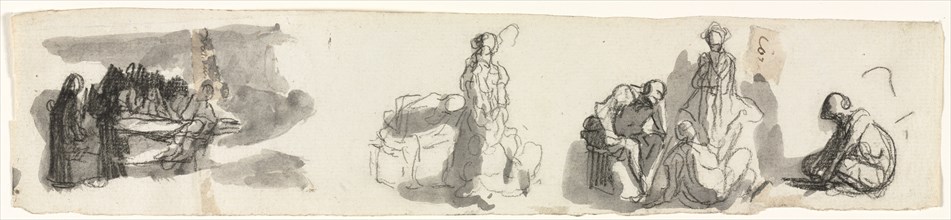 Sheet of Studies with a Group of Four Figures to the Right (recto) Sketches of Various Figures