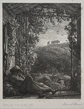 The Sleeping Shepherd, 1857. Samuel Palmer (British, 1805-1881). Etching