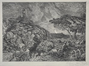 The Lonely Tower, 1879. Samuel Palmer (British, 1805-1881). Etching