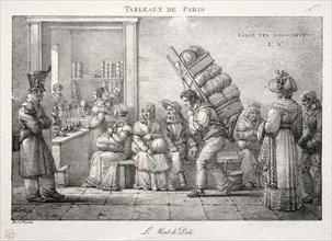 Scenes of Paris:  The Pawnshop. Jean Henri Marlet (French, 1770-1847). Lithograph