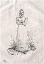 Young Woman Standing. Horace Vernet (French, 1789-1863). Lithograph
