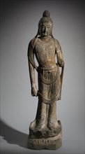 Standing Guanyin, 8th Century (?). China, Tang dynasty (618-907). Limestone; overall: 170.8 cm (67