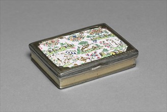Box with Enamel Plaque Set in Cover, c. 1730. Germany, 18th century. Enamel; overall: 2.9 x 7.5 x 5