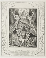 The Book of Job:  Pl. 16, Thou hast fulfilled the judgment of the wicked, 1825. William Blake