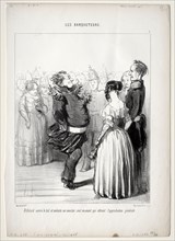 published in le Charivari (21 November 1848): The Banqueters, plate 5: Rifolard opens the ball,