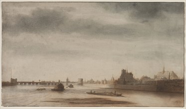 View of Orléans from the Loire, c. 1670. Lambert Doomer (Dutch, 1623-1700). Pen and brown ink and