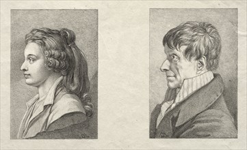 Profile Portrait of a Woman and a Man. Lorenzo II Quaglio (German, 1793-1869). Lithograph