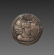 Drachma, 303-309. Sasanian, Iran, reign of Hormizd II, 4th century. Silver; diameter: 2.6 x 0.1 cm