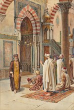 Moslems at Prayer, late 1800s-early 1900s. P. Pavesi (Italian). Watercolor on heavy board;