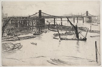 Old Hungerford Bridge, 1861. James McNeill Whistler (American, 1834-1903). Etching and drypoint;