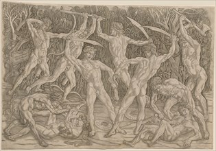Battle of the Nudes, 1470s-1480s. Antonio del Pollaiuolo (Italian, 1431/32-1498). Engraving; sheet: