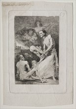 Caprichos:  Blow, c. 1799. Francisco de Goya (Spanish, 1746-1828). Etching, aquatint, drypoint and