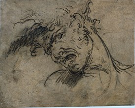 Head of a Screaming Man, 1792. Benjamin West (American, 1738-1820). Black crayon; sheet: 32.3 x 40