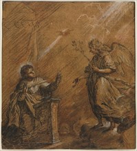 The Annunciation, last third 1600s. Johann Jakob von Sandrart (German, 1655-1698). Black and red