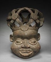Helmet Mask, c. 1900. Equatorial Africa, Cameroon, Bamum, early 20th century. Wood; overall: 57.2