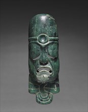 Elongated Mask Ornament, c. 900-300 BC. Mexico, Olmec, 1200-300 BC. Greenstone; overall: 13.8 cm (5