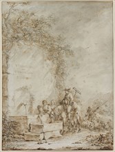 Frontispiece for an Album of Drawings: Peasants at a Fountain, 1784. Dirk Langendijk (Dutch,