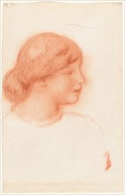 Profile of a Young Woman, c. 1910. Pierre-Auguste Renoir (French, 1841-1919). Red chalk; sheet: 48