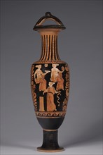 Bail Amphora, 330-320 BC. CA Painter (Greek). Red-figure terracotta; diameter: 12.2 cm (4 13/16 in