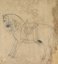 A Saddled Horse, c. 1750. India, Pahari, Jammu, 18th century. Ink on paper; overall: 24.5 x 21.5 cm