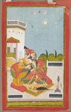 Lovers Embracing (Raga Malkaus), c. 1760. India, Rajasthan, Bundi, 18th century. Ink and color on