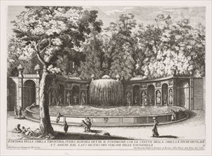 Fontana della Sibilla Tiburtina. Giovanni Francesco Venturini (Italian, 1650-1710). Etching; sheet: