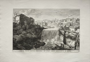 Veduta della Cascata Principale del Fiume Aniene nelle citta di Tivoli. Giovanni Francesco