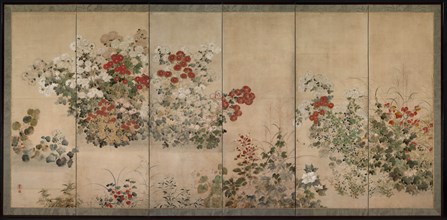 Flowers of the Four Seasons, mid-1600s. Kitagawa Sosetsu (Japanese, active 1639-50). Pair of