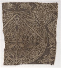 Fragment from a funeral garment or pall, 1649-1955. Probably Iran. Lampas weave, silk; overall: 21