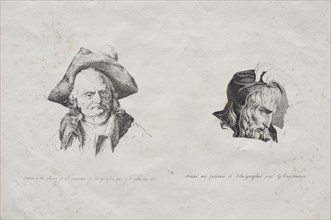 Receuil d'essais lithographiques:  Deux têtes, 1816. Godefroy Engelmann (French, 1788-1839).