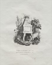 Receuil d'essais lithographiques:  Une fontaine imitant la gravure sur bois, c. 1816. Godefroy