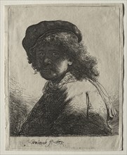 Self-Portrait in a Cap and Scarf with the Face Dark: Bust, 1633. Rembrandt van Rijn (Dutch,