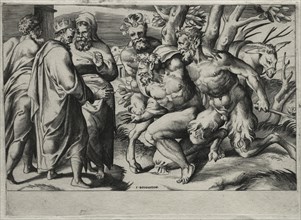 Silenus and King Midas, mid 16th century. Giulio Bonasone (Italian, c. 1510-aft 1576), after Perino
