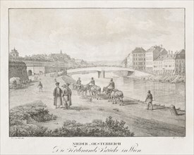 Nieder-oesterreich, Die Ferdinand Brucke in Wien. Jakob Alt (Austrian, 1789-1872). Lithograph