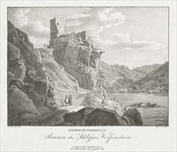 Nieder-oesterreich, Ruinen des Schlosses Werfenstein. Jakob Alt (Austrian, 1789-1872). Lithograph