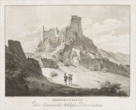 Nieder-oesterreich, Die Ruinen des Schlosses. Jakob Alt (Austrian, 1789-1872). Lithograph
