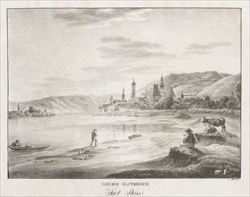 Nieder-oesterreich, Stadt Stein, 1819. Jakob Alt (Austrian, 1789-1872). Lithograph