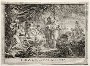 Laban cherchant ses dieux. Augustin de Saint-Aubin (French, 1736-1807). Etching