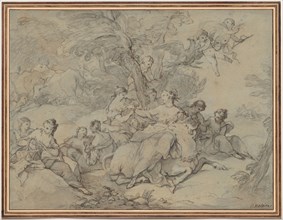 Rape of Europa, 1731. Charles Joseph Natoire (French, 1700-1777). Pen and black and brown ink, gray